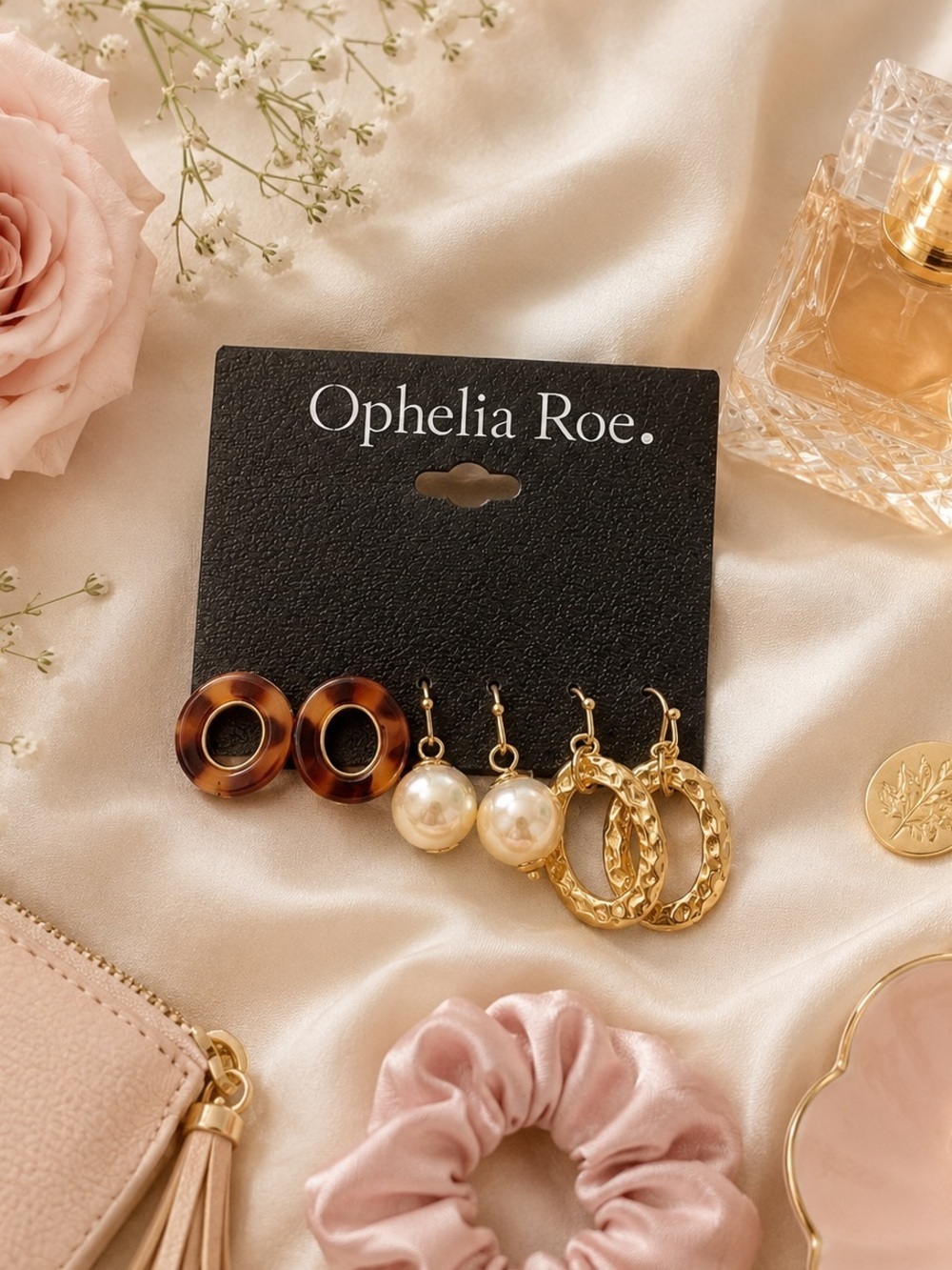 Ophelia Roe - Set Of Three Gold Tone Fashion Earrings - NWT